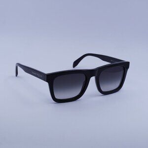 Alexander McQueen AM0301S 001 Sunglasses Black Square Frame, Grey Lenses